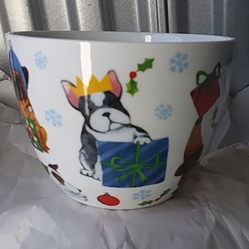 Christmas snow Dog Cup..bone China
